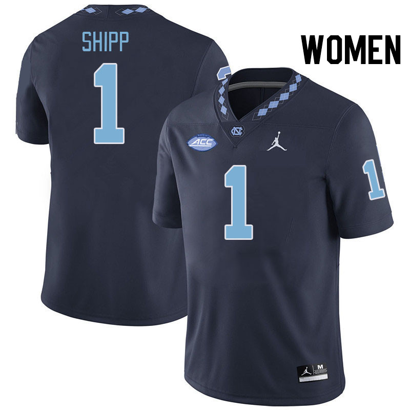 Women #1 Jordan Shipp North Carolina Tar Heels College Football Jerseys Stitched-Navy